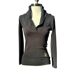 Y2k baby phat Black Long Sleeve Sweater Size XS V Neck pullover